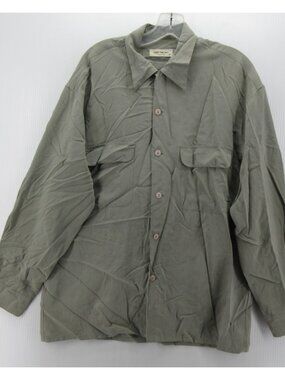 Equipment Shirt Medium Silk Loop Collar Camp Board Shirt Button Up *